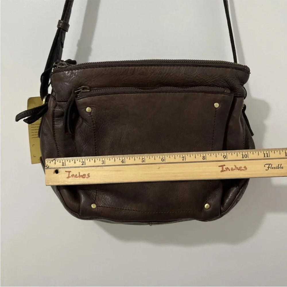 MARTA PONTI Vintage Cognac Brown Genuine Leather Crossbody Bag Purse - Picture 8 of 16
